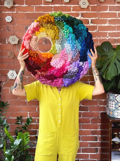 RAINBOW ROUNDIE open centre | Tapestry in Wall Hangings by Nova Mercury Design. Item composed of cotton and fiber