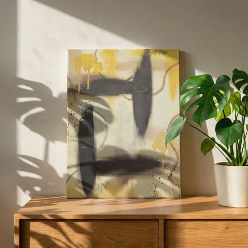 Golden Kindling | Ochre Abstract Original Painting | Oil And Acrylic Painting in Paintings by Abby May