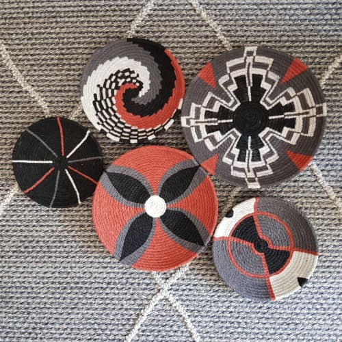 Handmade Personalized African Wall Plates and African Basket | Ornament in Decorative Objects by Sarmal Design. Item made of cotton with synthetic works with boho & contemporary style