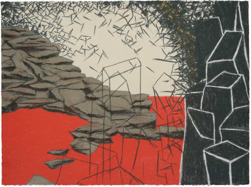 Over The Sea Of Red | Drawings by Elvira Dayel. Item composed of canvas