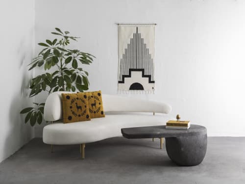 CENTRO Handwoven Tapestry, Ivory | Wall Hangings by ANDEAN. Item composed of wool and bronze in contemporary or traditional style
