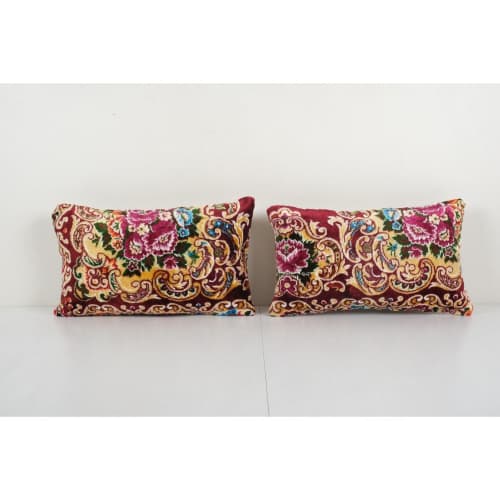 Muted Color Antique Carpet Rug Pillow, Faded Unique Long | Sham in Linens & Bedding by Vintage Pillows Store. Item composed of cotton and fiber