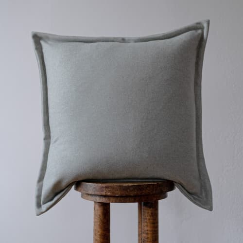 Light Blue Wool with Flange Pillow 22x22 | Pillows by Vantage Design