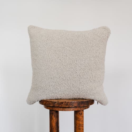 Curly Oatmeal Alpaca Pillow 18x18 | Pillows by Vantage Design