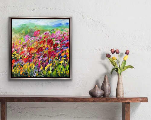 Flower Galore | Oil And Acrylic Painting in Paintings by Checa Art. Item composed of canvas