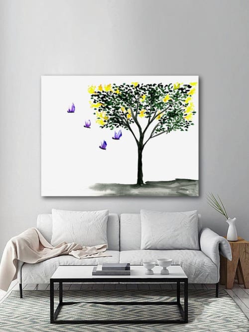 Butterflies | Watercolor Painting in Paintings by Brazen Edwards Artist. Item made of canvas with paper
