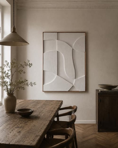 Textured Plaster Wall Art - Modern Geometric Sculpture - Abstract Relief - Housewarming Gift | Wall Sculpture in Wall Hangings by Vaiva Art Atelier