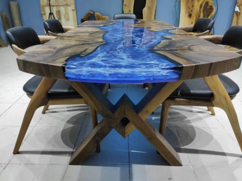 Living Edge Dark Walnut Resin Dining Table, Kitchen table | Tables by LuxuryEpoxyFurniture. Item made of wood & synthetic