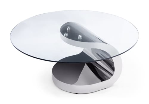 Cufflink Cocktail table | Tables by Greg Sheres. Item made of steel with glass