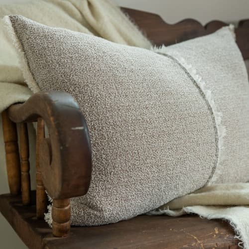 Italian Cream / Brown Melange Lumbar 18x26 | Pillows by Vantage Design