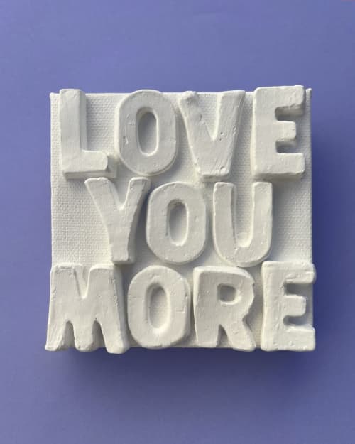 Love You More 4" x 4" | Mixed Media in Paintings by Emeline Tate. Item made of canvas with synthetic