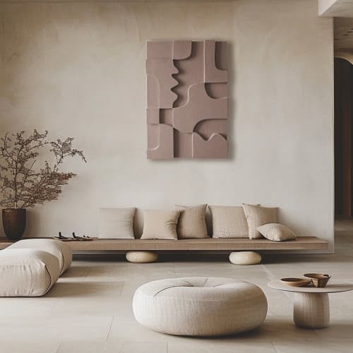 Modern Dimensional Wall Art - Abstract Geometric Sculpture - Plaster Painting - Textured Relief - Perfect Housewarming Gift | Wall Sculpture in Wall Hangings by Vaiva Art Atelier
