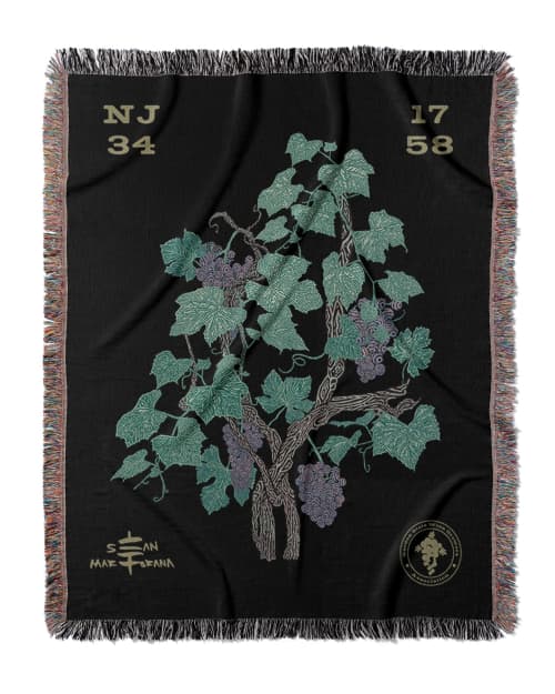 VIN - Ambrosia Grape Vine Jacquard Woven Blanket for the Gar | Linens & Bedding by Sean Martorana. Item composed of cotton