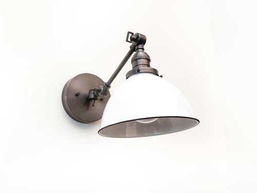 Swing Arm Bedside Reading Wall Light - Gunmetal Patina | Sconces by Retro Steam Works. Item composed of metal in industrial style