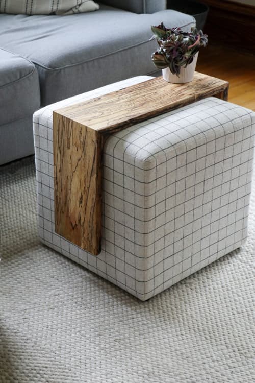 Spalted Maple Ottoman Foot Stool Table | End Table in Tables by Hazel Oak Farms. Item composed of maple wood