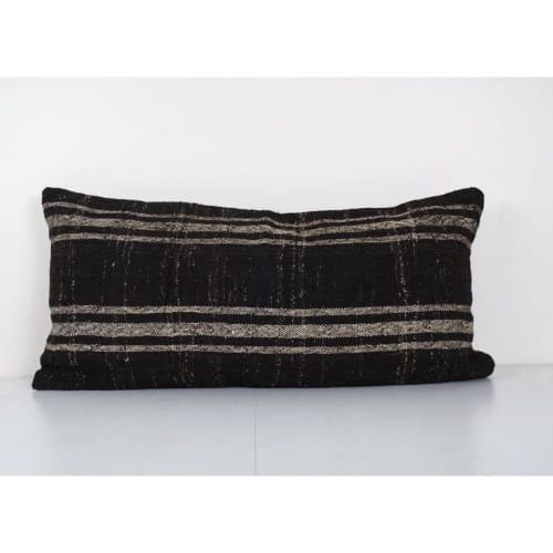 Ethnic Goat Hair Lumbar Kilim Pillow Cover from Anatolian, H | Cushion in Pillows by Vintage Pillows Store