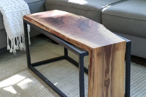Live-Edge Walnut Waterfall Bench/coffee table | Benches & Ottomans by Hazel Oak Farms. Item made of wood