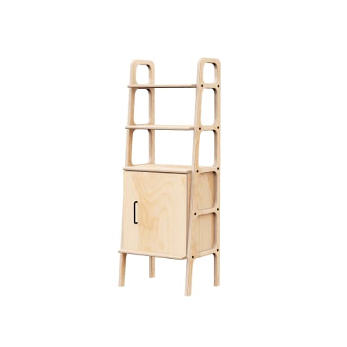 Mid century modern bookcase, Midcentury ladder shelf bookcas | Book Case in Storage by Plywood Project. Item composed of oak wood in minimalism or mid century modern style