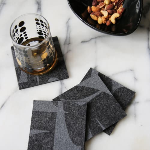 Coasters Merino Wool Felt Geo Jazz Charcoal | Tableware by Lorraine Tuson