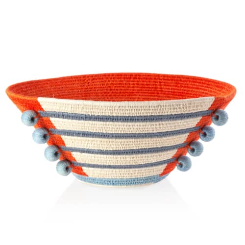 fret large basket tangerine | Serveware by Charlie Sprout. Item made of fabric