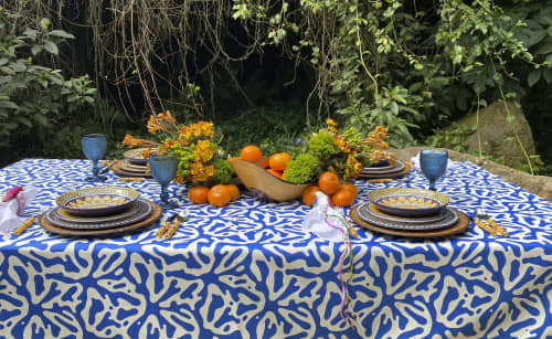 Navy Tablecloth | Linens & Bedding by OSLÉ HOME DECOR. Item made of fabric