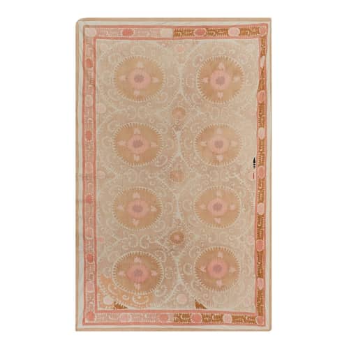 1960s Neutral Unusual Samarkand Uzbekistan Suzani - Soft Col | Tablecloth in Linens & Bedding by Vintage Pillows Store