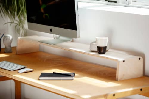 Monitor Stand, Desk shelf, Monitor Riser, Laptop Stand | Rack in Storage by Plywood Project. Item composed of birch wood in minimalism or mid century modern style