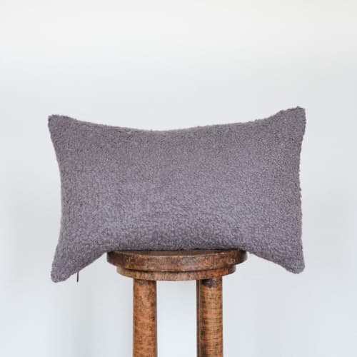 Dusty Purple Curly Alpaca Lumbar Pillow 14x22 | Pillows by Vantage Design