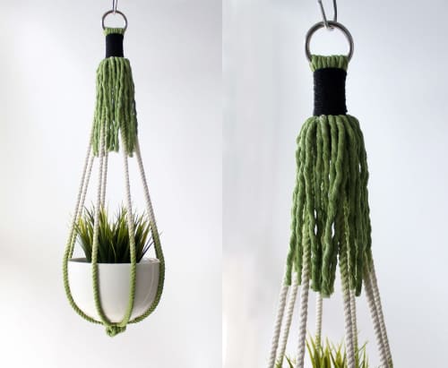 Tassel-Free Macrame Plant Hanger – Apple Green – 26” Hand-Dyed Indoor Planter | Plants & Landscape by Freefille