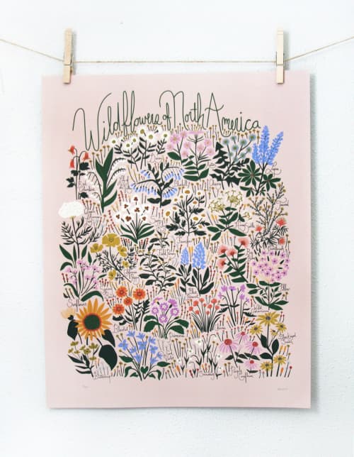 Wildflowers of North America Poster Blush | Digital Art in Art & Wall Decor by Leah Duncan. Item compatible with mid century modern and contemporary style