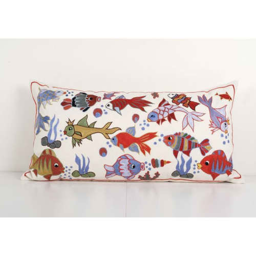 Suzani Bedding Pillow Made from a Vintage Uzbek Suzani, Anim | Cushion in Pillows by Vintage Pillows Store