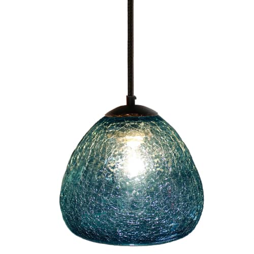Acqua Pendant · Peacock Blue Crackle | Pendants by LUMi Collection. Item composed of glass