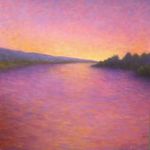 Evening Glowing Soft | Oil And Acrylic Painting in Paintings by Victoria Veedell. Item made of canvas & synthetic compatible with contemporary and coastal style