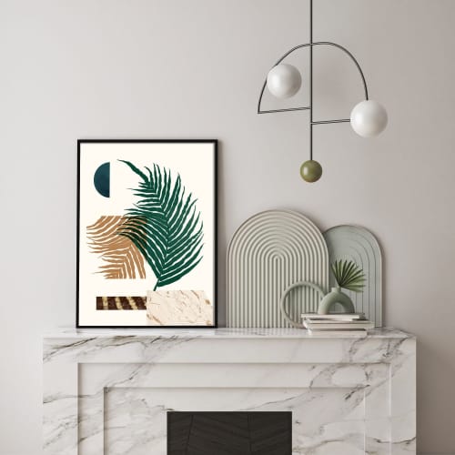 Botanical Collage Print with Minimalist Abstract Geometric | Prints by Capricorn Press. Item composed of paper compatible with boho and minimalism style