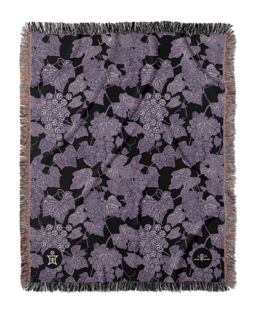 VIN - Ambrosia Grape Vine Pattern Jacquard Woven Blanket | Linens & Bedding by Sean Martorana. Item composed of cotton