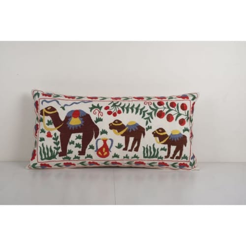 Vintage Oversize Suzani Pillow Cover, Animal Uzbek Embroider | Cushion in Pillows by Vintage Pillows Store