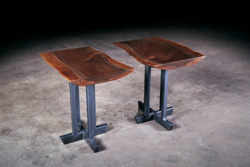 Live Edge Walnut End Table Set | Tables by Urban Lumber Co.. Item composed of walnut and steel