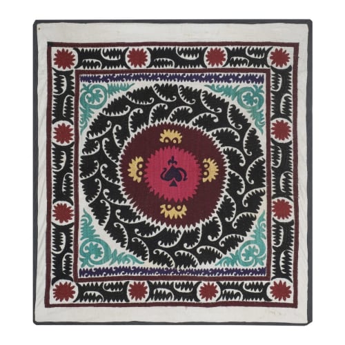 Suzani Tapestry - Pink Bukhara Uzbek Table Cloth - Tribal Em | Tablecloth in Linens & Bedding by Vintage Pillows Store