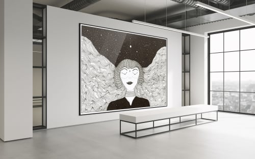 Cosmic Girl And The Night Sky | Prints by Shanna Lindinger