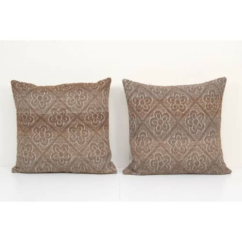 20" x 22" Set Vintage Geometric Organic Kilim Pillow | Sham in Linens & Bedding by Vintage Pillows Store. Item made of cotton with fiber