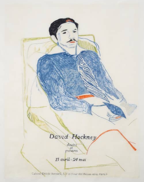 Hockney @ Galerie Claude Bernard | Embroidery in Wall Hangings by Stevie Howell. Item composed of fabric & paper