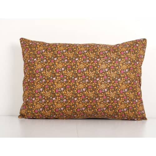 Old Uzbek Trade Cloth Pillow, Vintage Floral Roller Print Be | Cushion in Pillows by Vintage Pillows Store