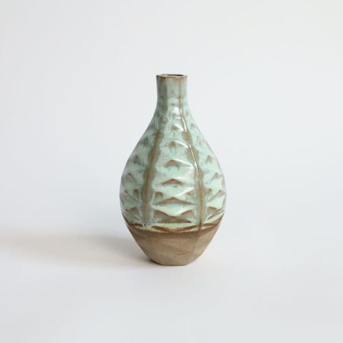 Hexagon in Coral Green | Vase in Vases & Vessels by by Alejandra Design. Item made of ceramic