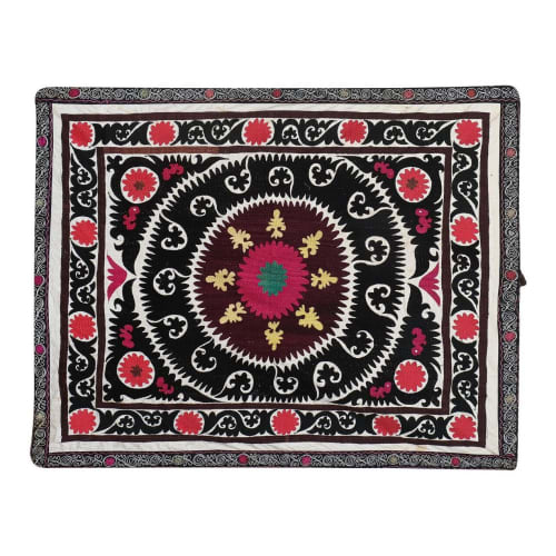 Central Asian Suzani Textile, Embroidered Cotton Bed Cover | Bed Spread in Linens & Bedding by Vintage Pillows Store. Item composed of cotton