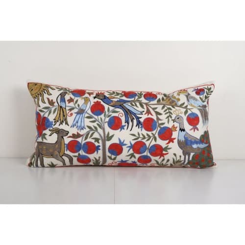 Suzani Animal Bedding Pillow Cover, Ethnic Red Pictorial Uzb | Cushion in Pillows by Vintage Pillows Store