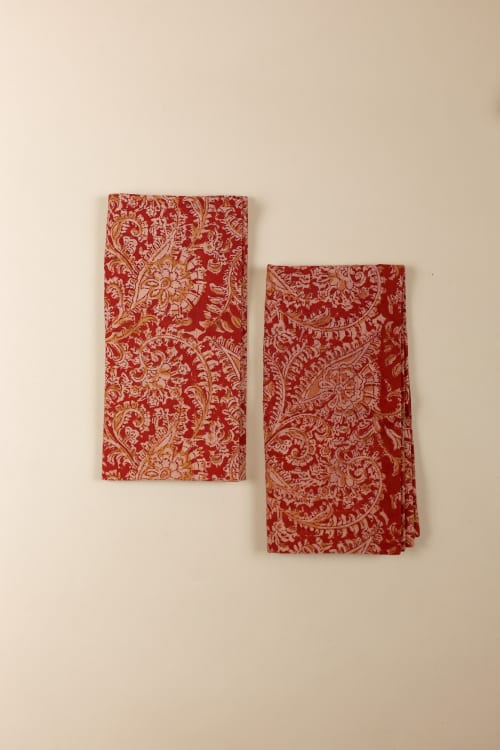 Scarlet Echo Kalamkari Napkins, Set of 4 | Linens & Bedding by Ninéh