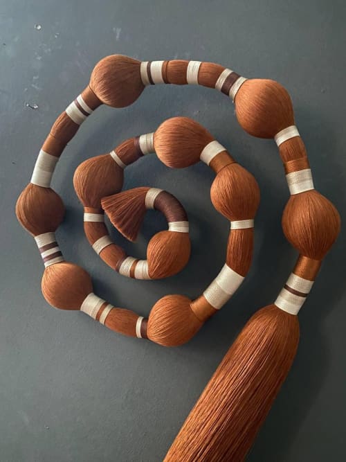 Boho Fiber Art Wall Hanging, Spiral Textile Wall Art with Tassel, Handmade Statement Wall Decor, Modern Bohemian Home Decor | Macrame Wall Hanging in Wall Hangings by İnanç Yılmaz
