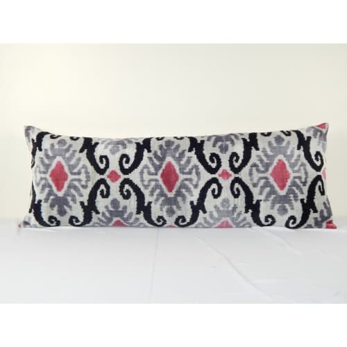 Ikat Lumbar Pillow Cover - Extra Long Silk Ikat Velvet Bench | Cushion in Pillows by Vintage Pillows Store