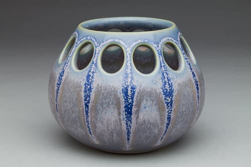 Low Teardrop Single Demi Tea Light Holder - Blue/Purple | Decorative Objects by Lynne Meade