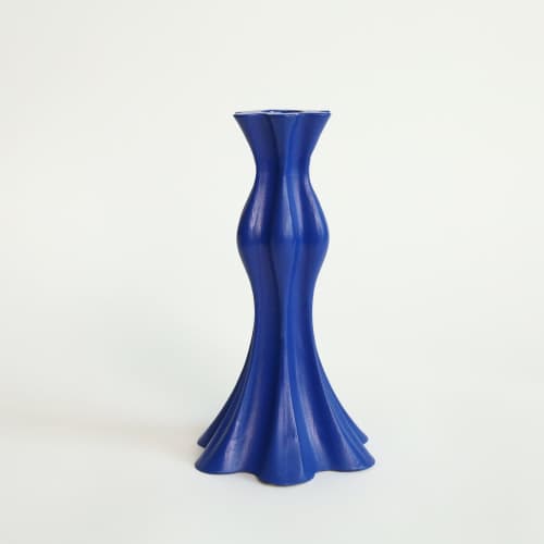 Small Candlestick in Cobalt | Candle Holder in Decorative Objects by by Alejandra Design. Item composed of metal